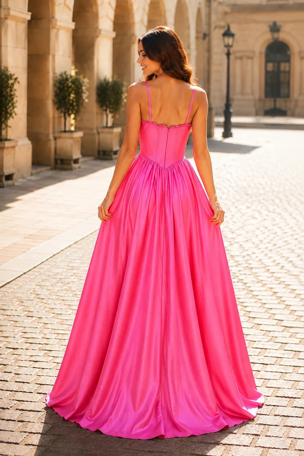 Anastasia Spaghetti-Strap Corset Ball Gown Prom Dress