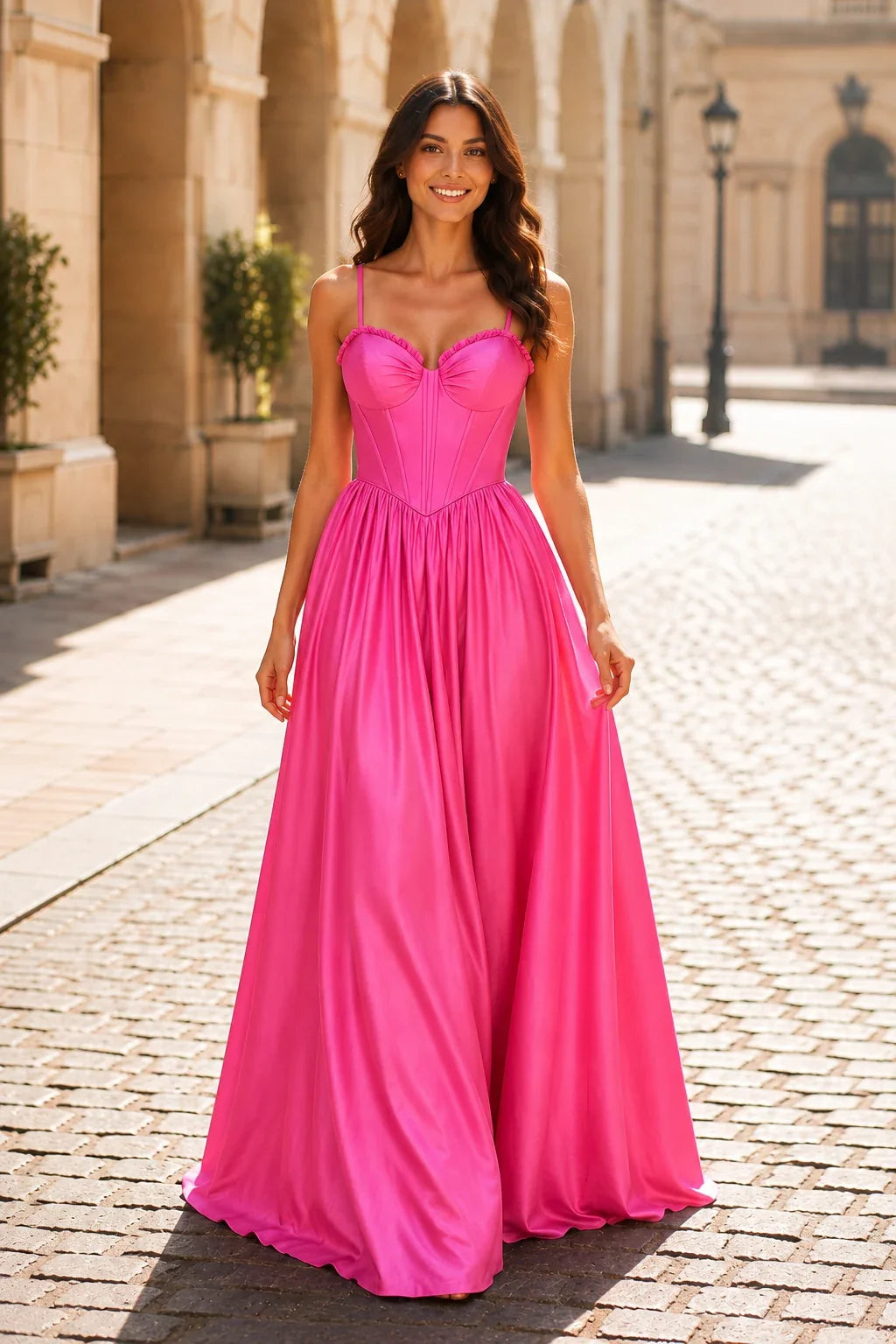 Anastasia Spaghetti-Strap Corset Ball Gown Prom Dress