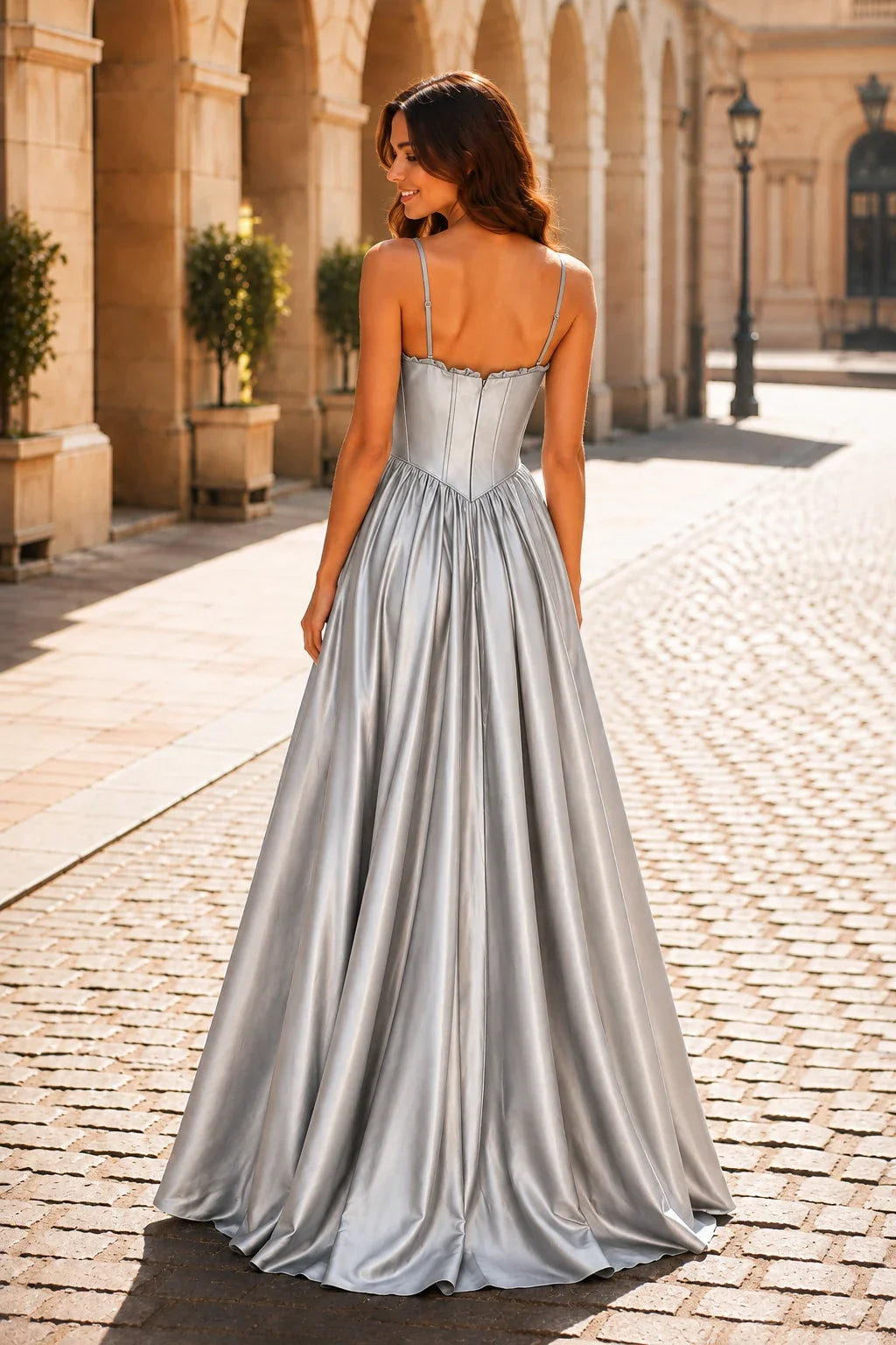 Anastasia Spaghetti-Strap Corset Ball Gown Prom Dress