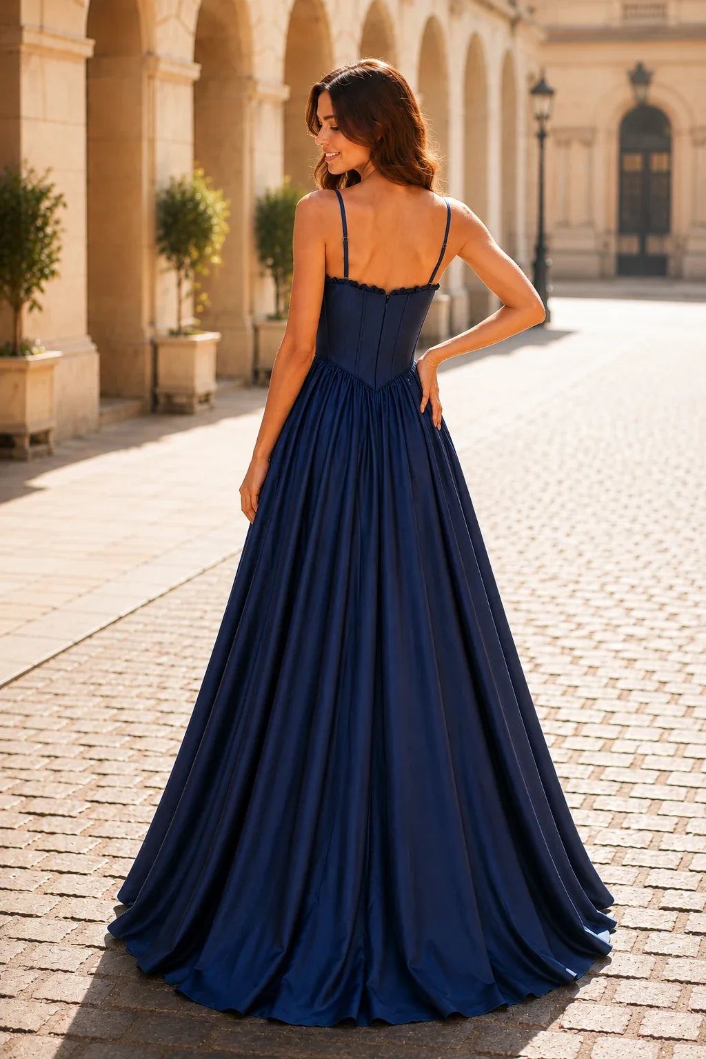 Anastasia Spaghetti-Strap Corset Ball Gown Prom Dress