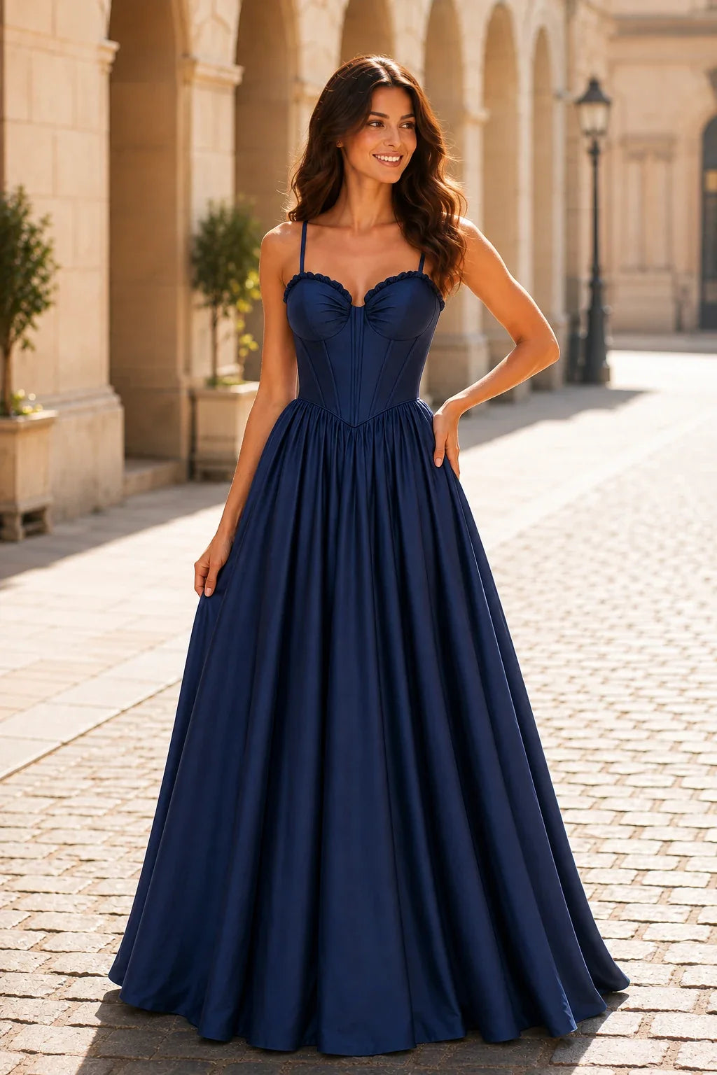 Anastasia Spaghetti-Strap Corset Ball Gown Prom Dress