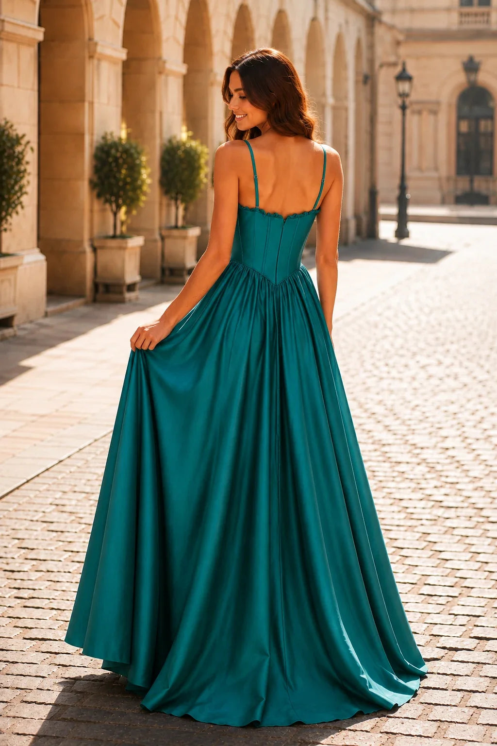 Anastasia Spaghetti-Strap Corset Ball Gown Prom Dress