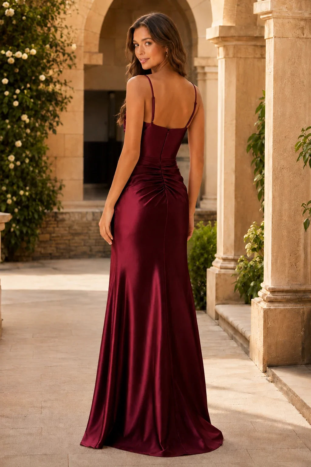 Genevieve Corset Satin Mermaid Prom Dress with Slit