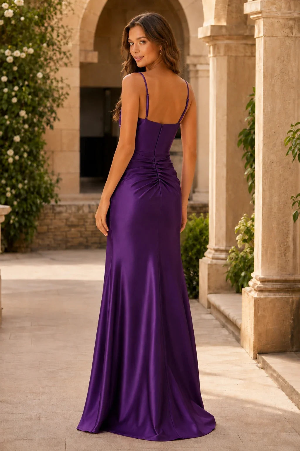 Genevieve Corset Satin Mermaid Prom Dress with Slit