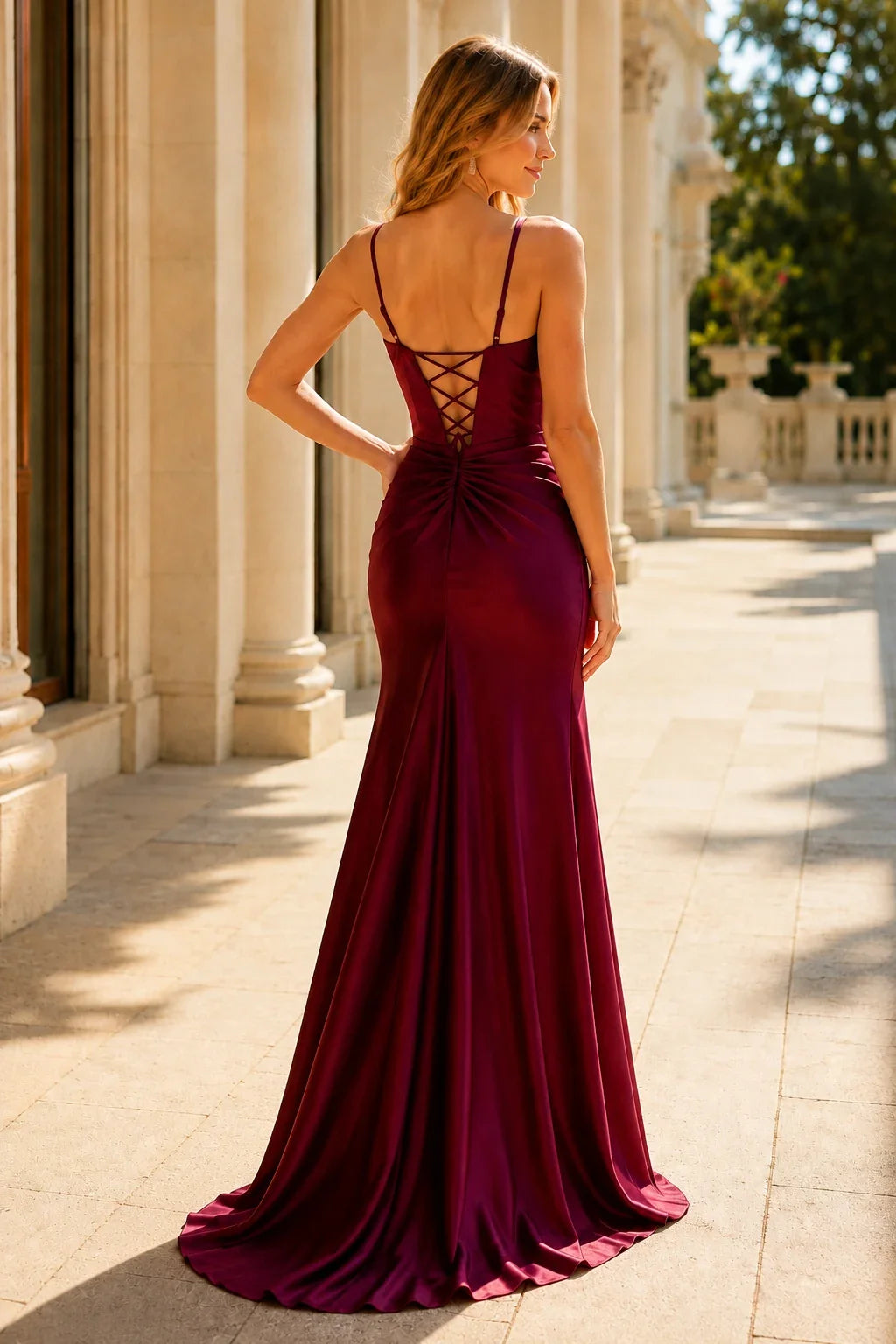 Juliette Corset Spaghetti-Strap Mermaid Prom Dress with Slit
