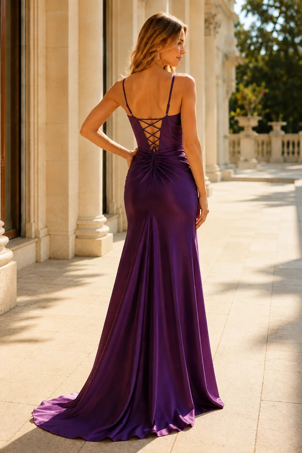 Juliette Corset Spaghetti-Strap Mermaid Prom Dress with Slit