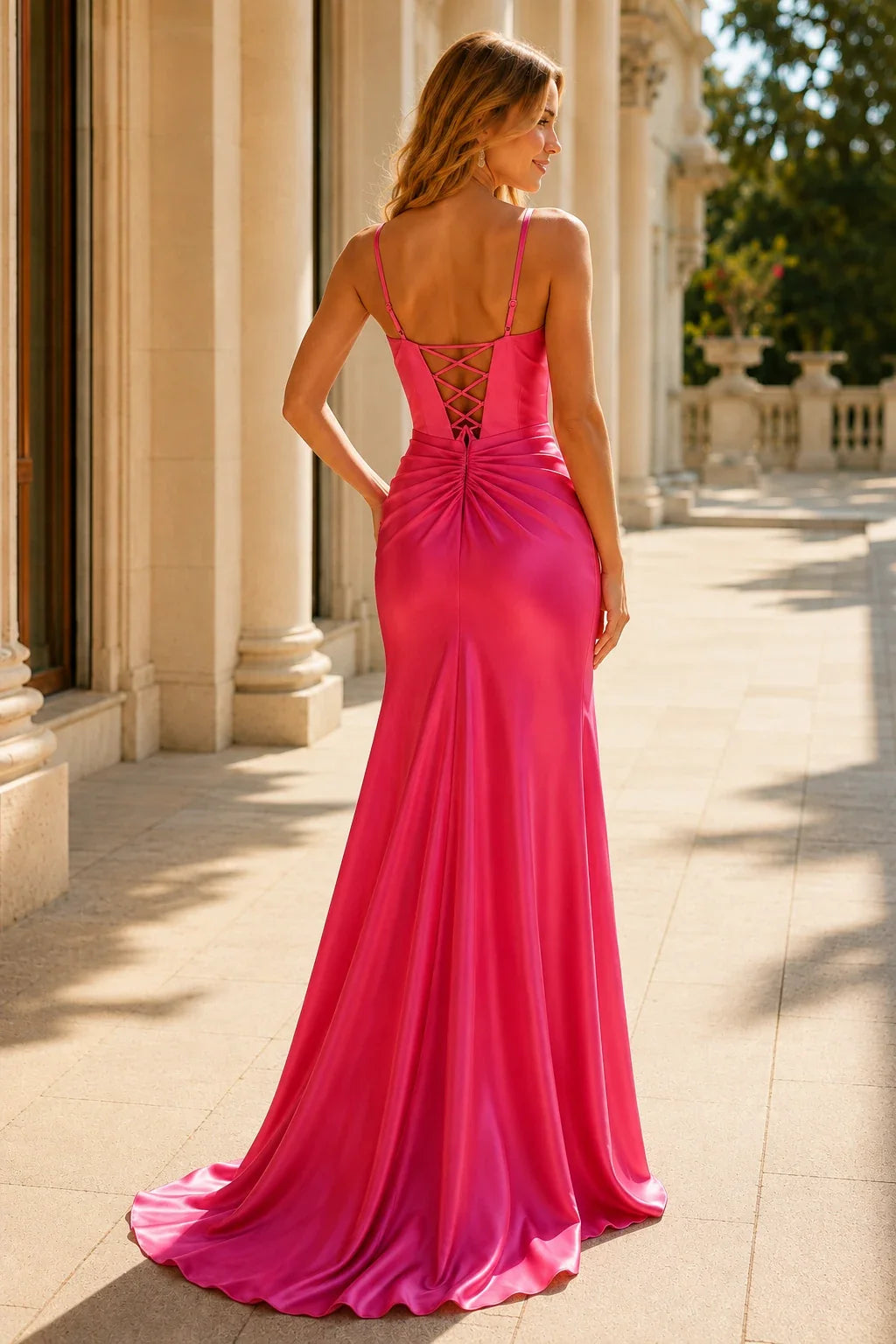 Juliette Corset Spaghetti-Strap Mermaid Prom Dress with Slit