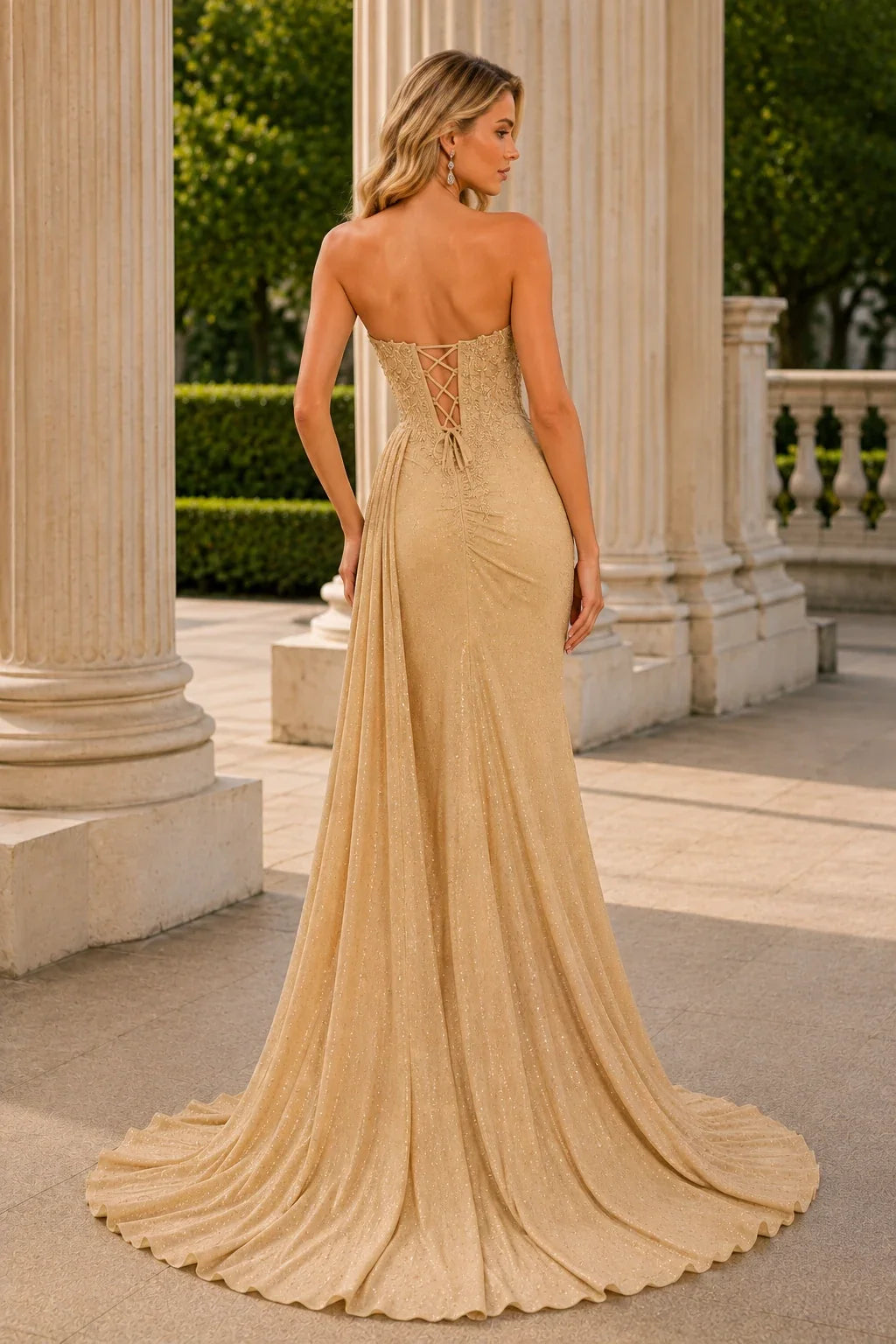Mirabelle Strapless Corset Mermaid Prom Dress with Slit
