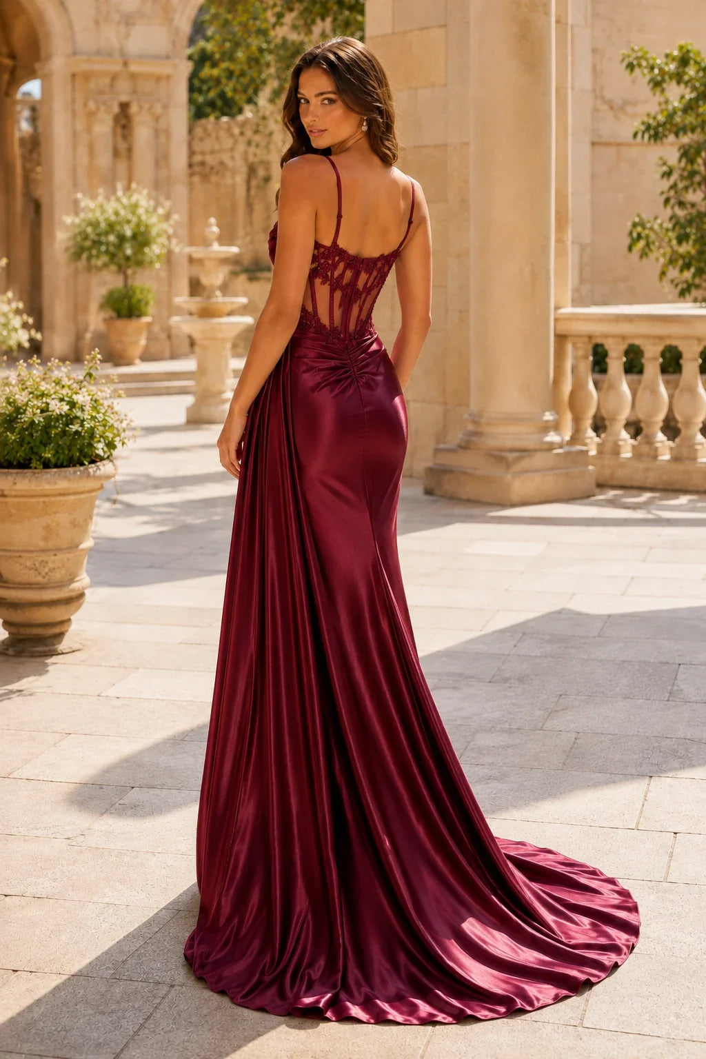 Leonora Sequin Spaghetti-Strap Mermaid Prom Dress with Slit