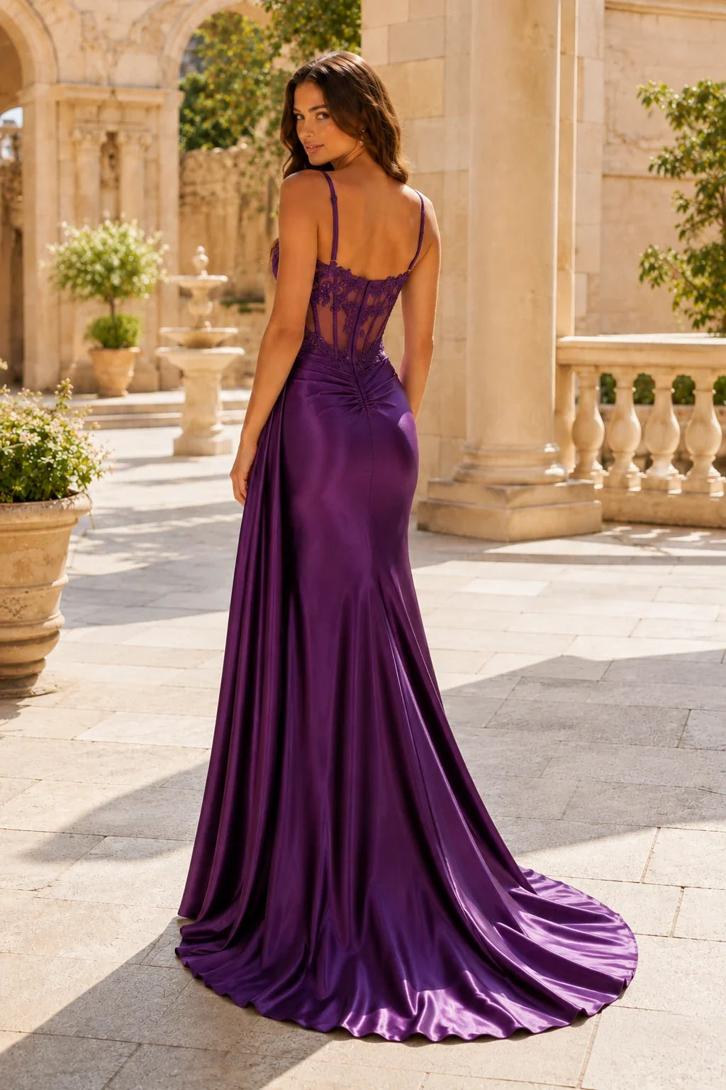 Leonora Sequin Spaghetti-Strap Mermaid Prom Dress with Slit