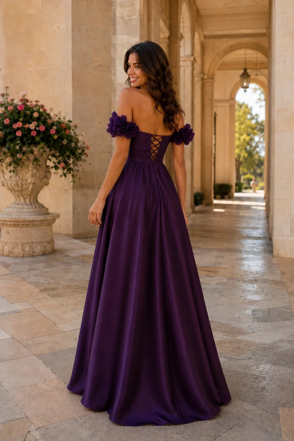 Annalise Off-the-Shoulder Floral A-Line Prom Dress