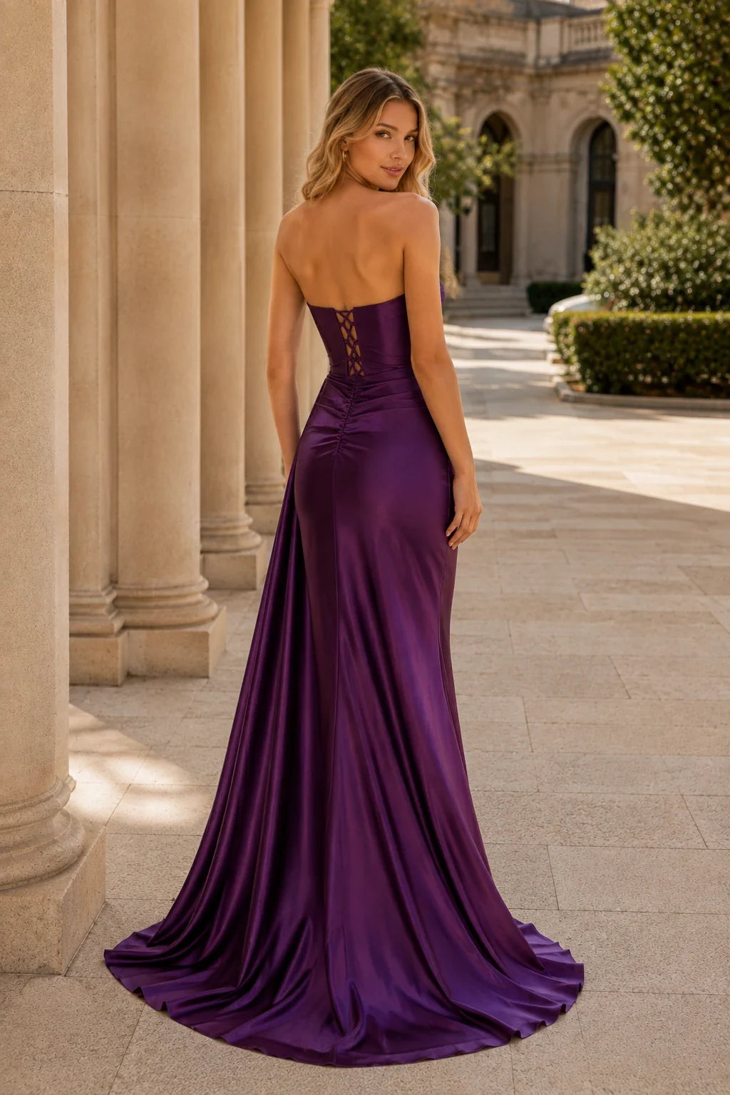 Rosamund Strapless Satin Mermaid Prom Dress with Slit