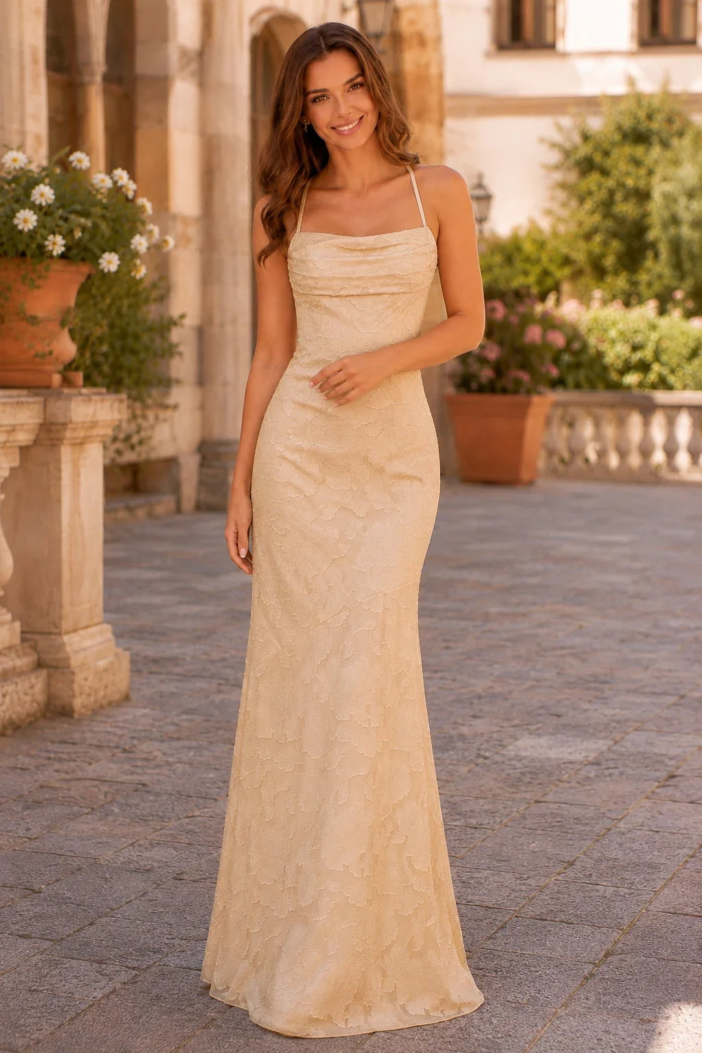 Halora Ruched Spaghetti Strap Mermaid Prom Dress with Slit