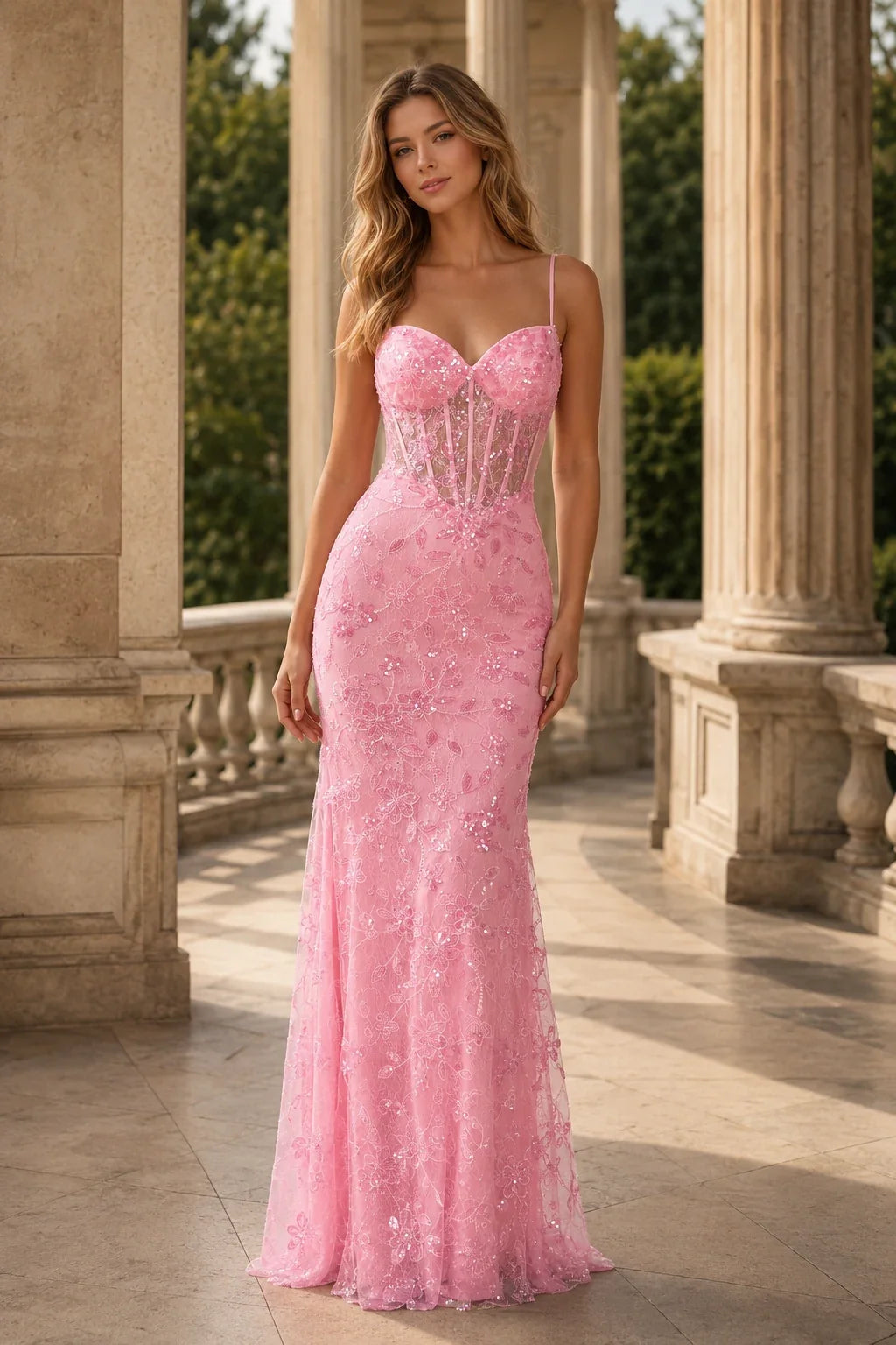 Giselene Spaghetti Strap Lace Mermaid Prom Dress