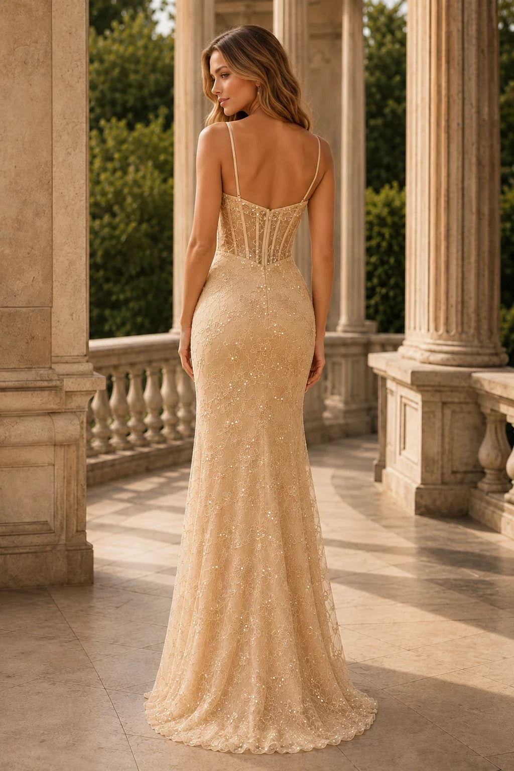 Giselene Spaghetti Strap Lace Mermaid Prom Dress
