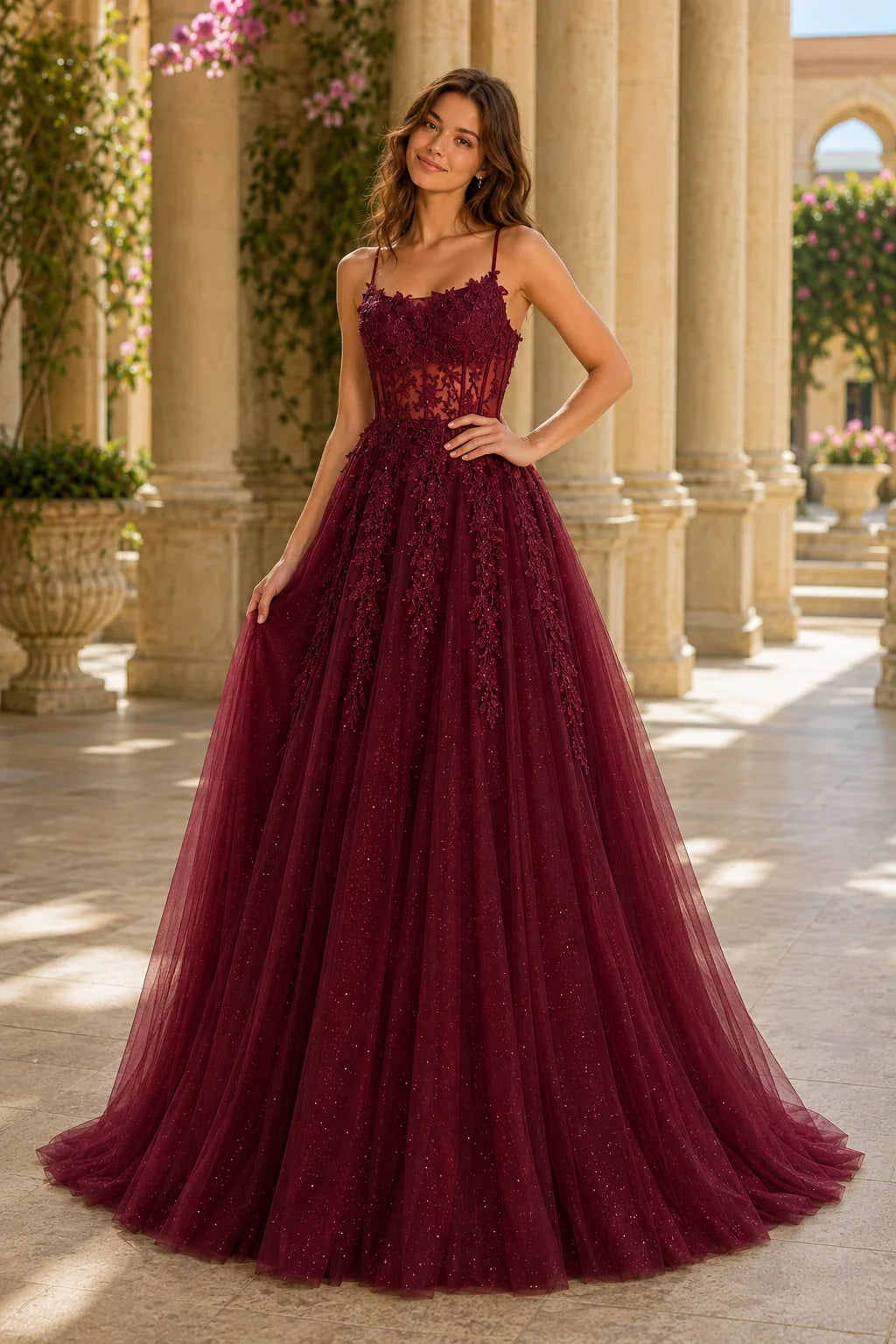 Pavelle Beaded Corset Tulle Ball Gown Prom Dress