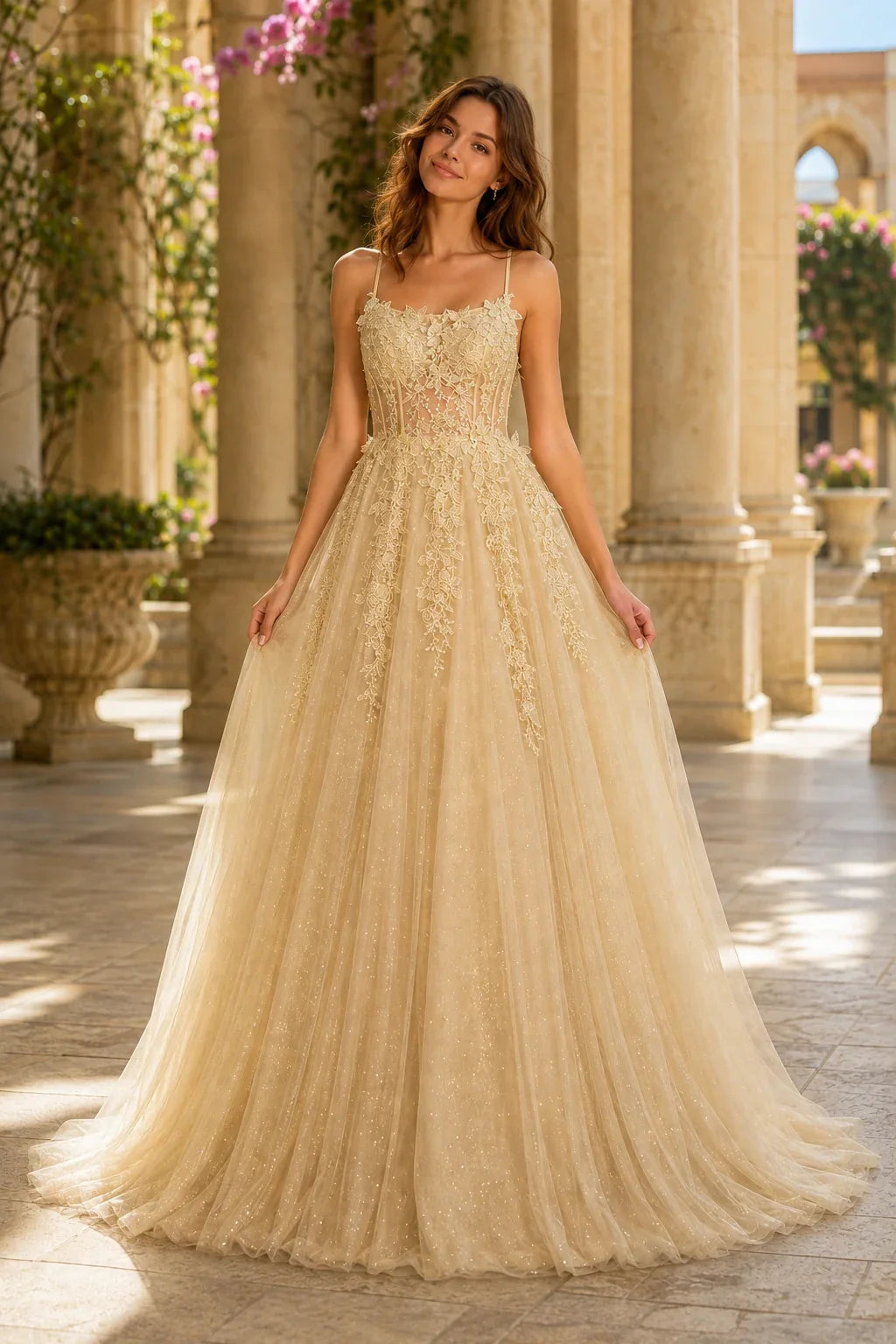 Pavelle Beaded Corset Tulle Ball Gown Prom Dress