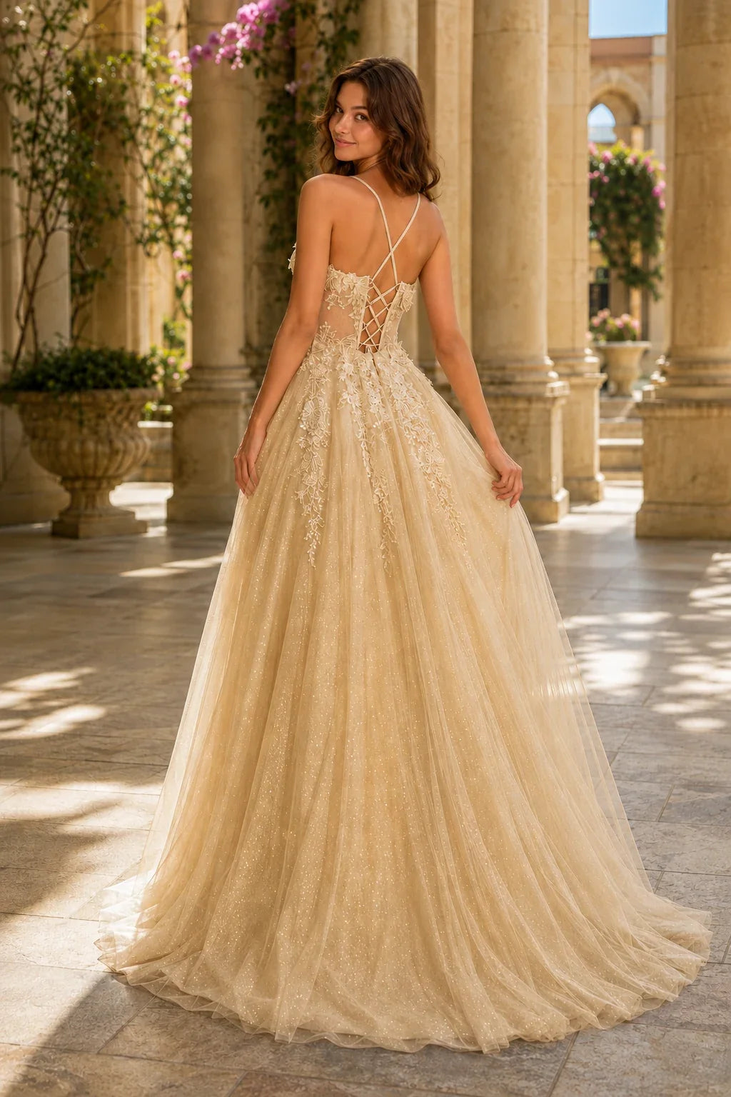 Pavelle Beaded Corset Tulle Ball Gown Prom Dress