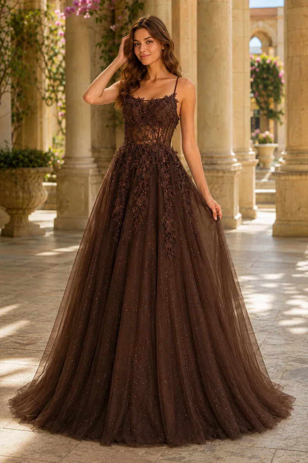 Pavelle Beaded Corset Tulle Ball Gown Prom Dress