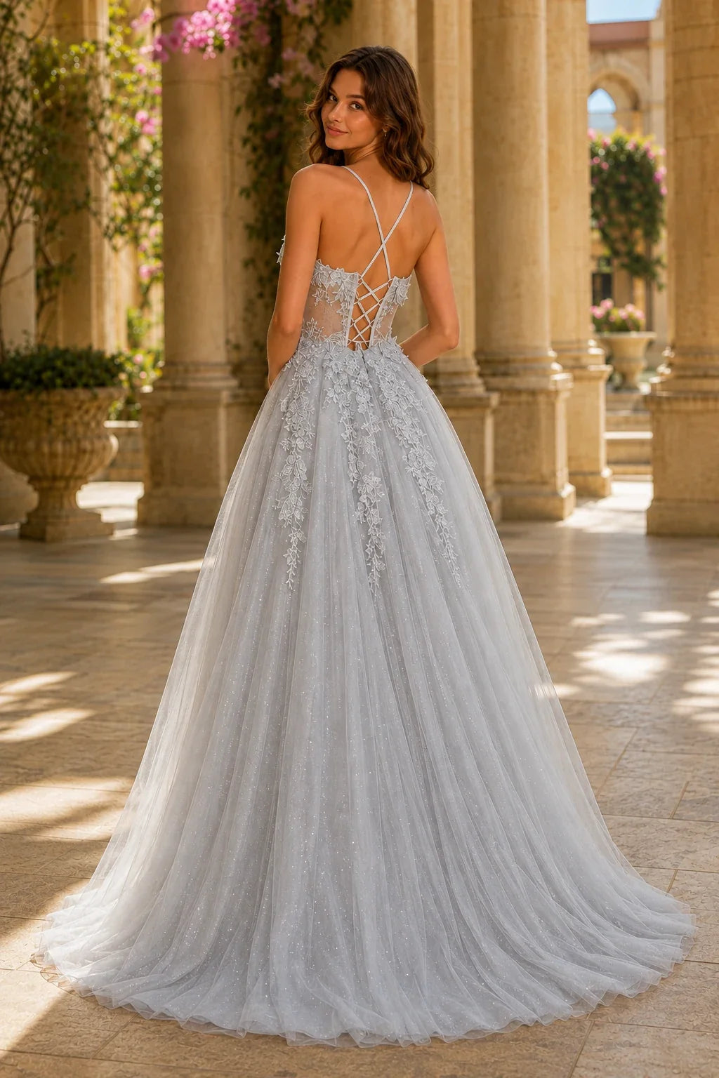 Pavelle Beaded Corset Tulle Ball Gown Prom Dress
