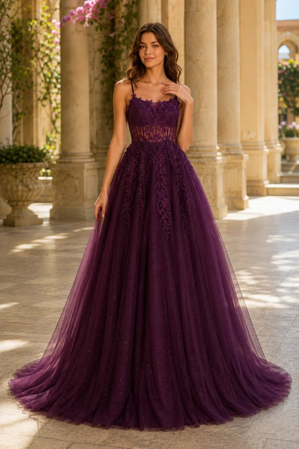 Pavelle Beaded Corset Tulle Ball Gown Prom Dress