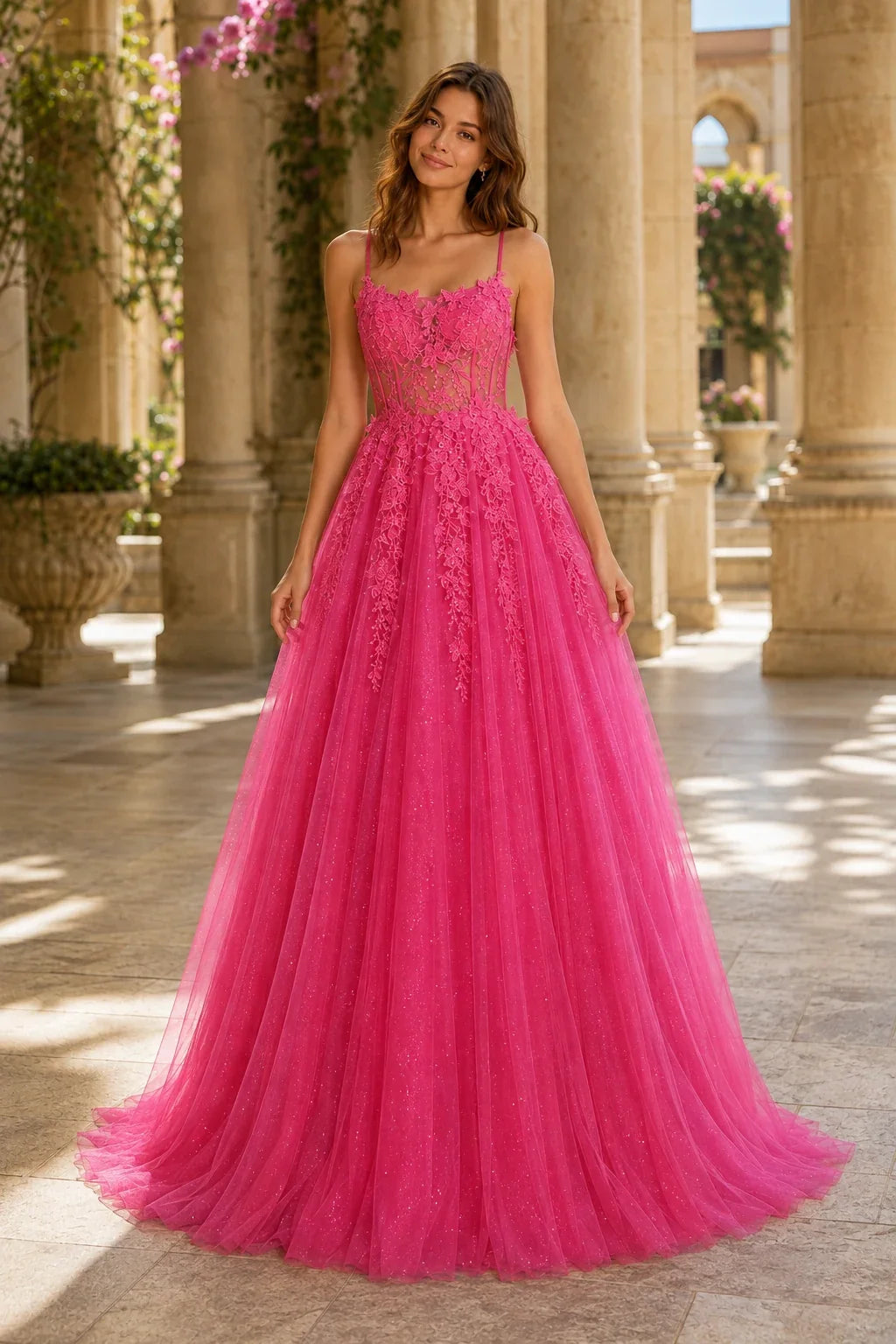 Pavelle Beaded Corset Tulle Ball Gown Prom Dress