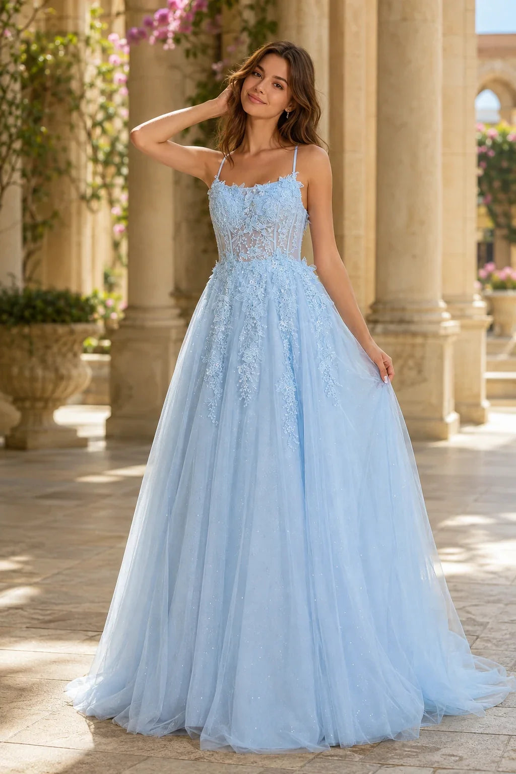 Pavelle Beaded Corset Tulle Ball Gown Prom Dress