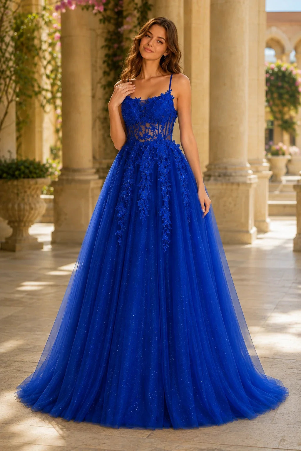 Pavelle Beaded Corset Tulle Ball Gown Prom Dress