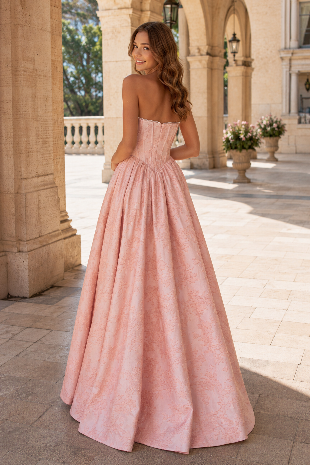 Sabine Corset Satin A-Line Prom Dress with Slit