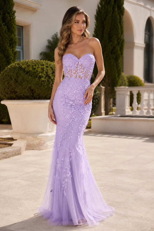 Estmira Mermaid Sweetheart Sweep Train Tulle Prom Dress