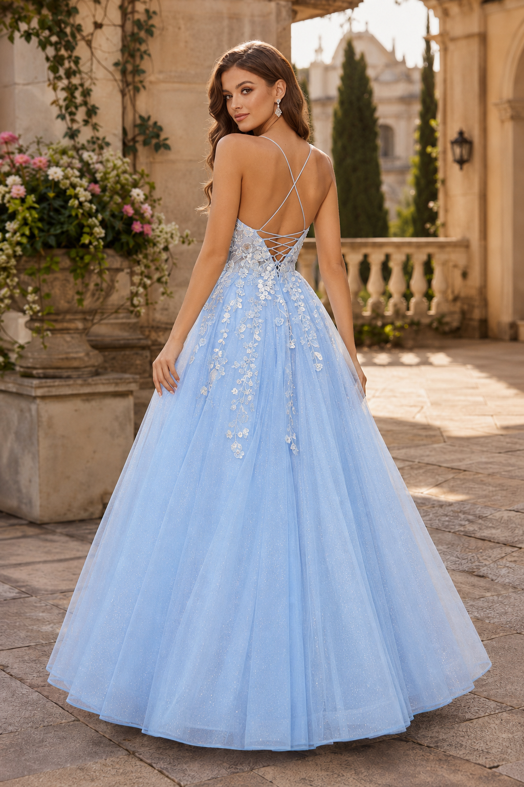 Aribelle A Line V Neck Tulle Prom Dress
