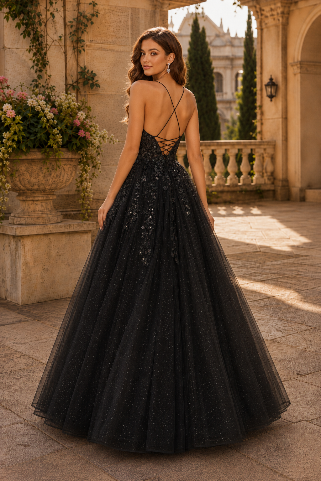 Aribelle A Line V Neck Tulle Prom Dress