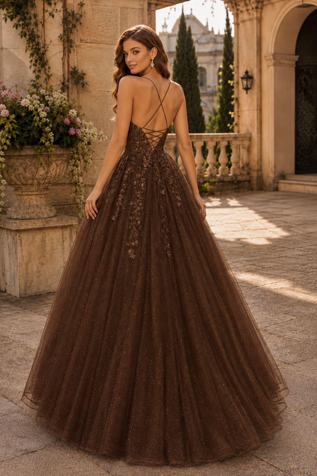 Aribelle A Line V Neck Tulle Prom Dress