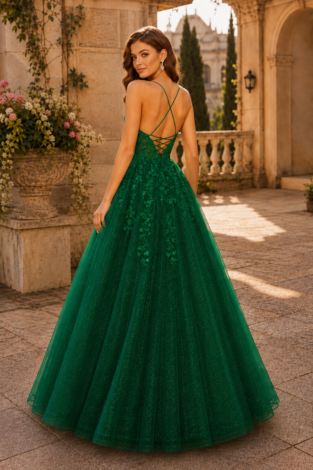 Aribelle A Line V Neck Tulle Prom Dress