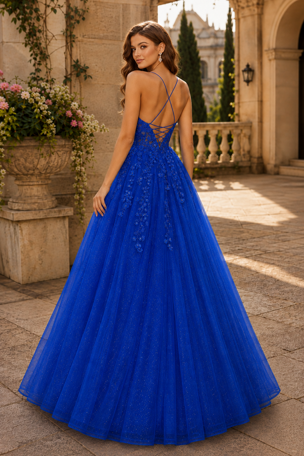 Aribelle A Line V Neck Tulle Prom Dress