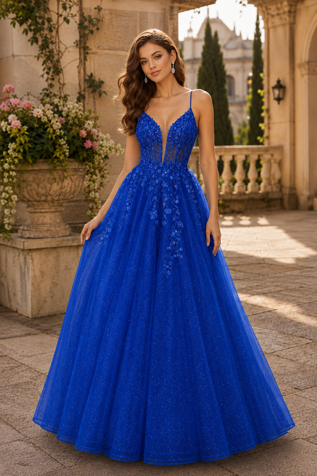 Aribelle A Line V Neck Tulle Prom Dress