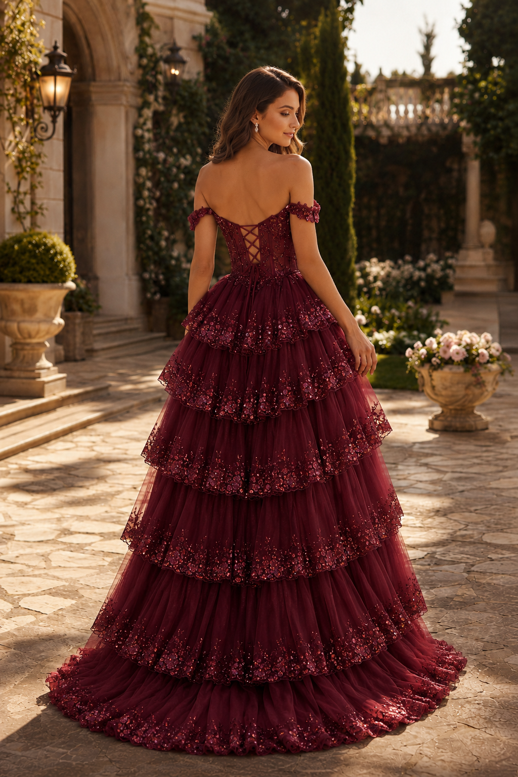 Arabella A Line Off the Shoulder Sweep Train Tulle Prom Dress