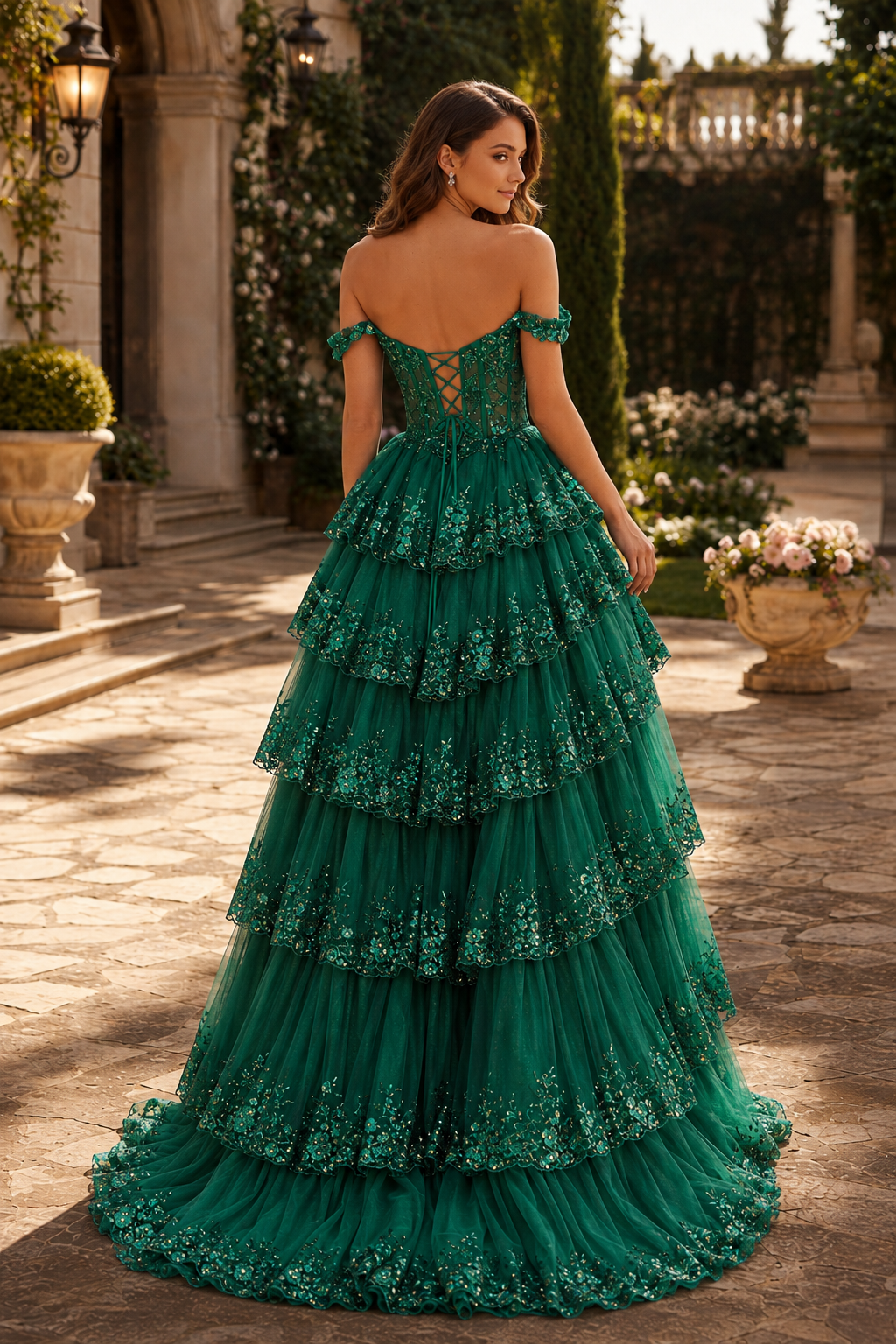 Arabella A Line Off the Shoulder Sweep Train Tulle Prom Dress