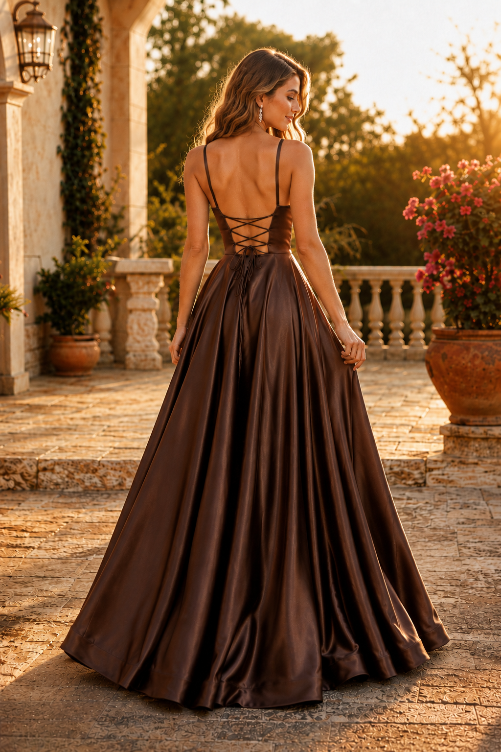 Kalvara A Line Sweetheart Floor Length Satin Prom Dress