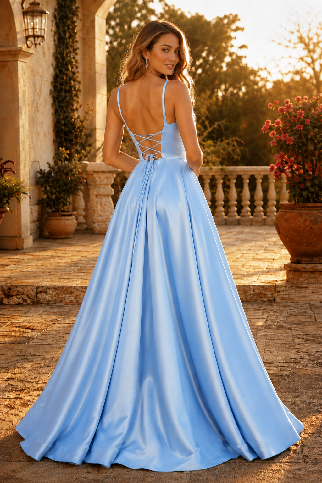 Kalvara A Line Sweetheart Floor Length Satin Prom Dress