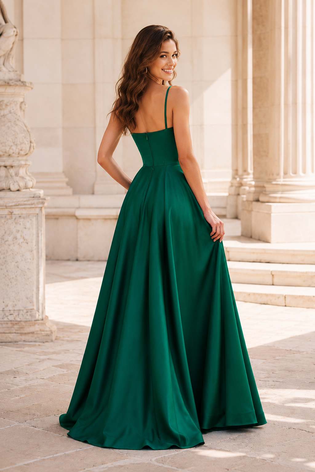 Kallisse A Line Sweetheart Satin Floor Length Prom Dress