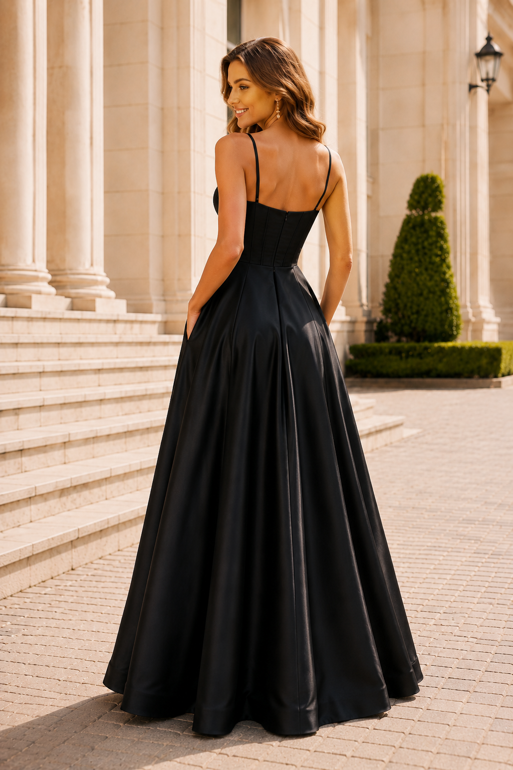 Kallisse A Line Sweetheart Satin Floor Length Prom Dress