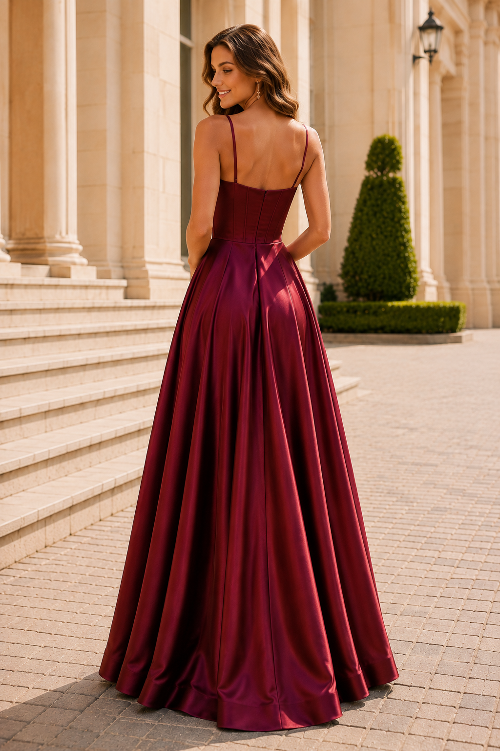 Kallisse A Line Sweetheart Satin Floor Length Prom Dress