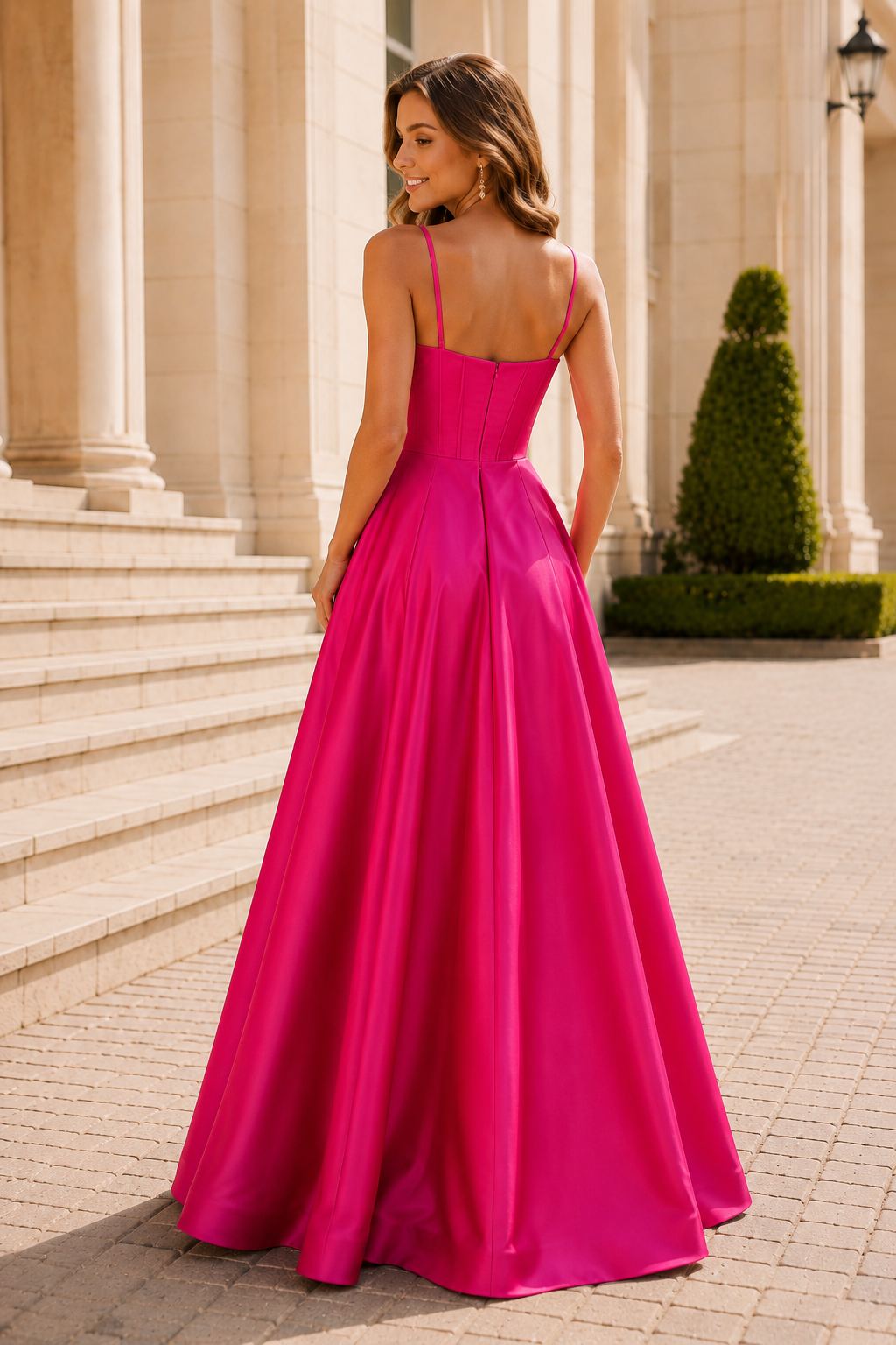 Kallisse A Line Sweetheart Satin Floor Length Prom Dress