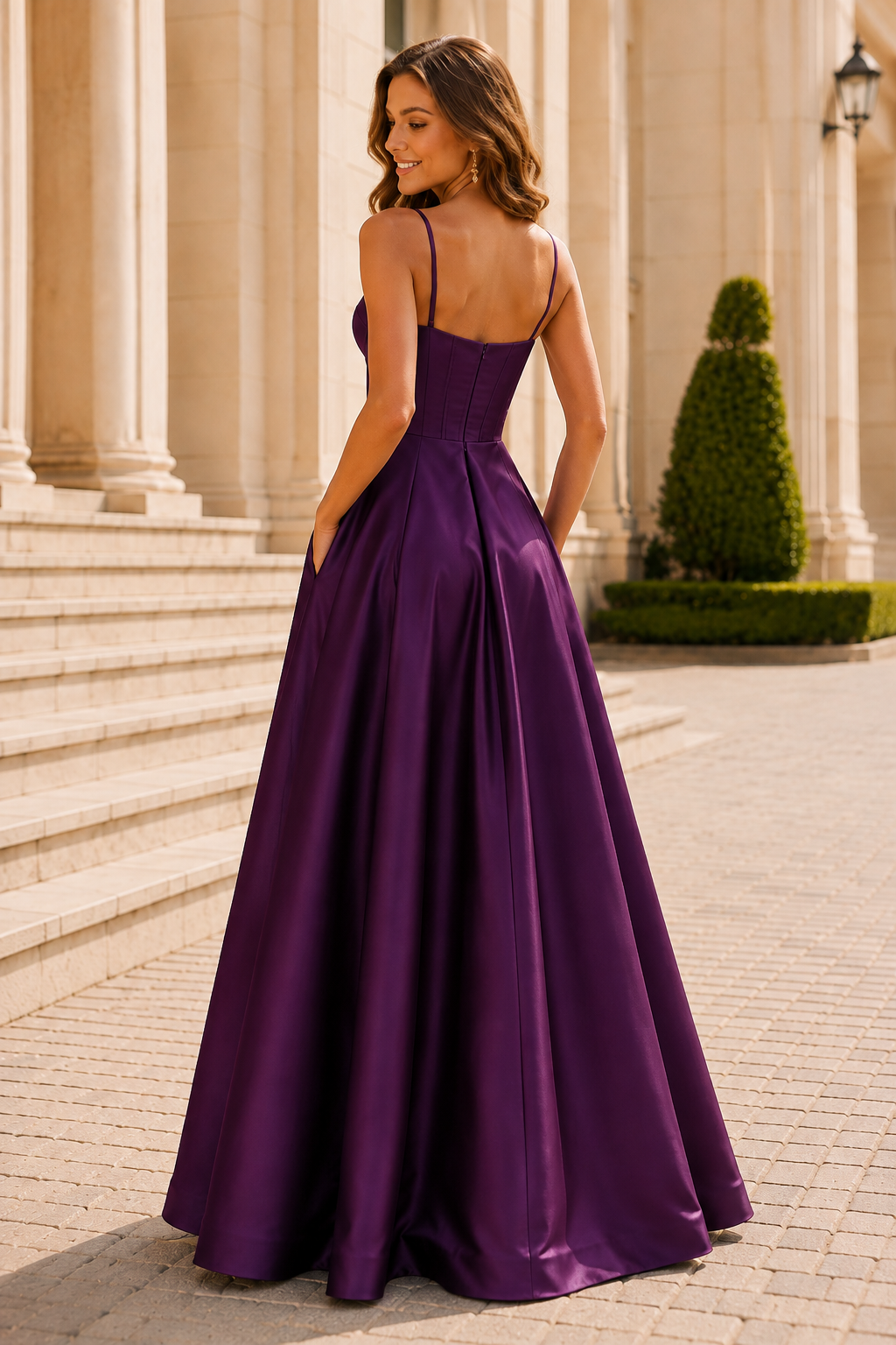 Kallisse A Line Sweetheart Satin Floor Length Prom Dress