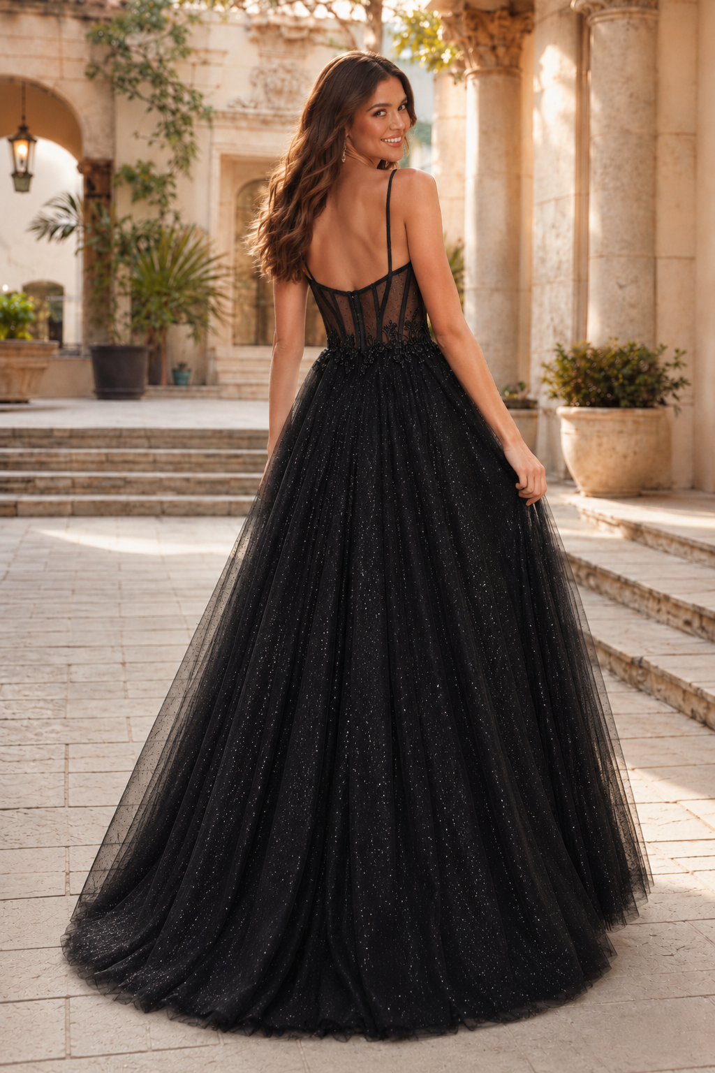 Jorrienne A Line Sweetheart Sleeveless Sweep Train Tulle Prom Dress