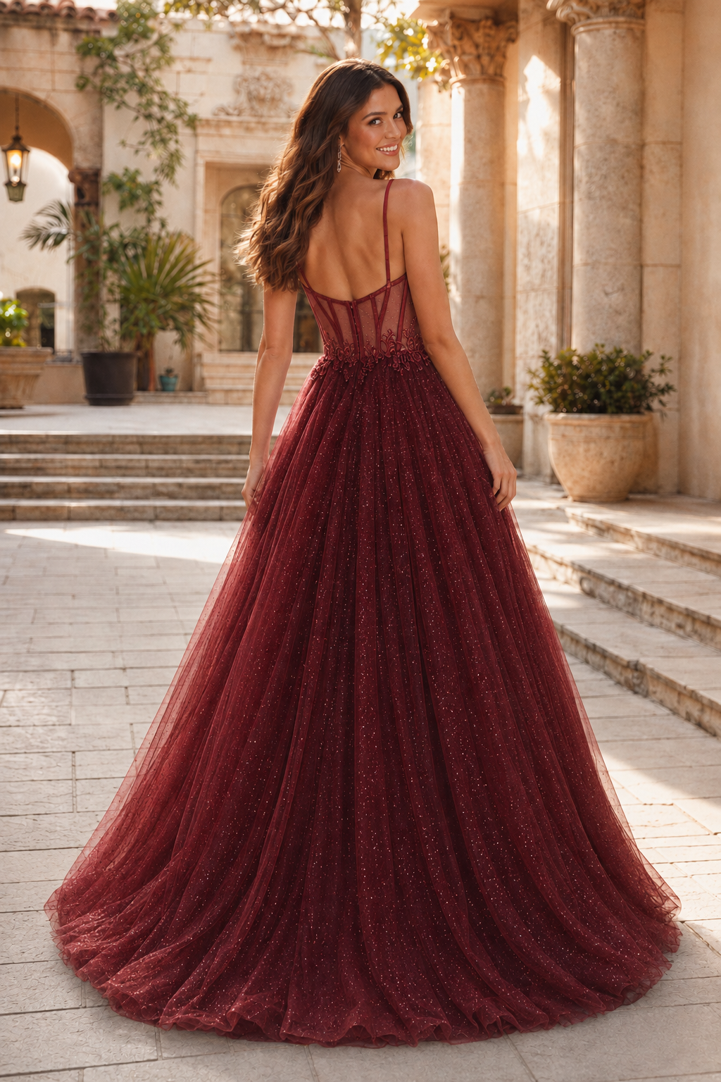 Jorrienne A Line Sweetheart Sleeveless Sweep Train Tulle Prom Dress