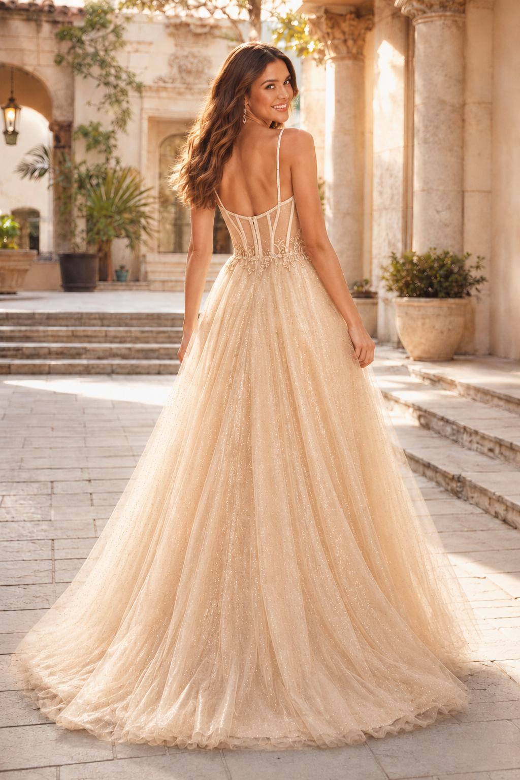 Jorrienne A Line Sweetheart Sleeveless Sweep Train Tulle Prom Dress