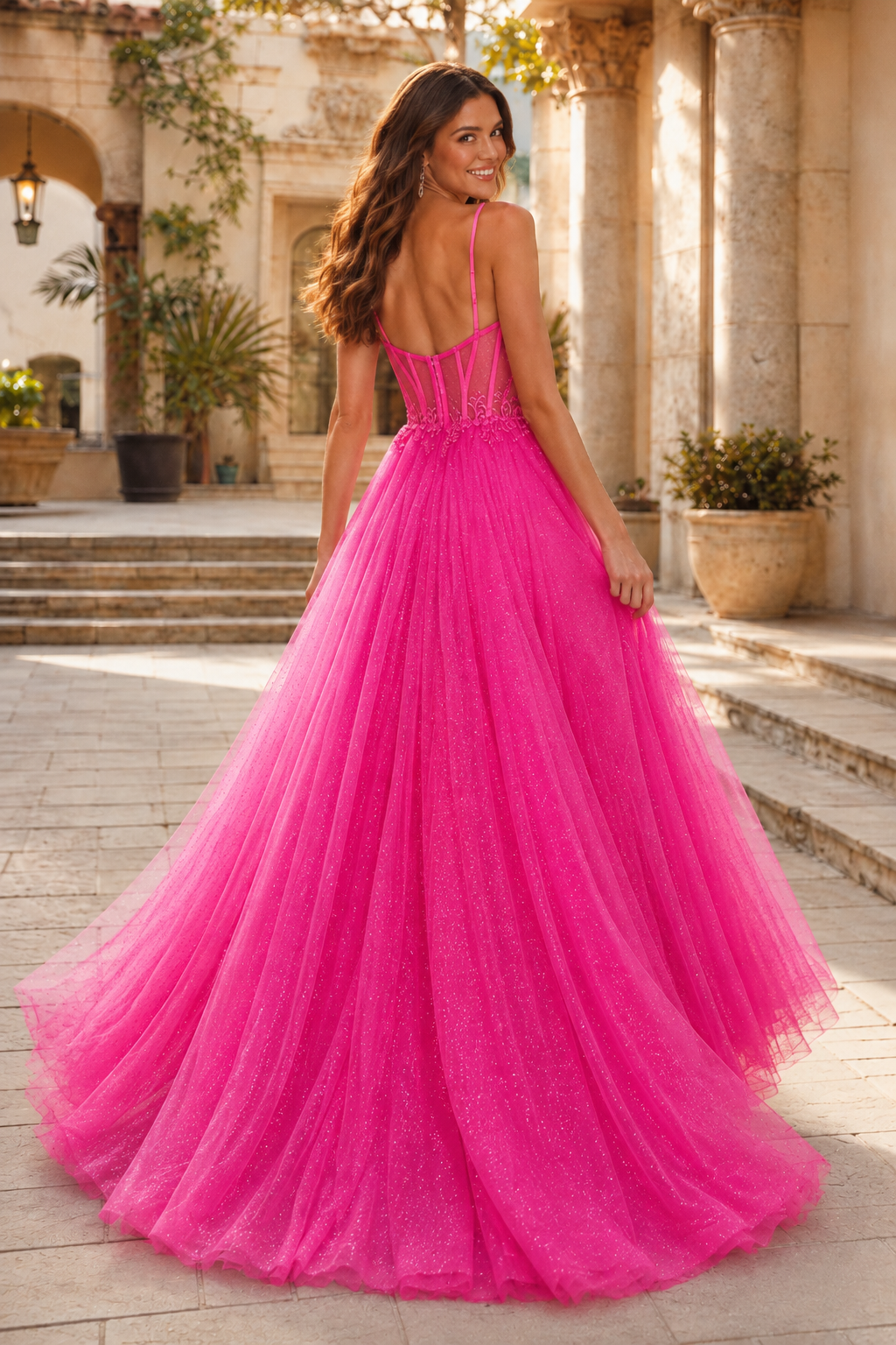Jorrienne A Line Sweetheart Sleeveless Sweep Train Tulle Prom Dress
