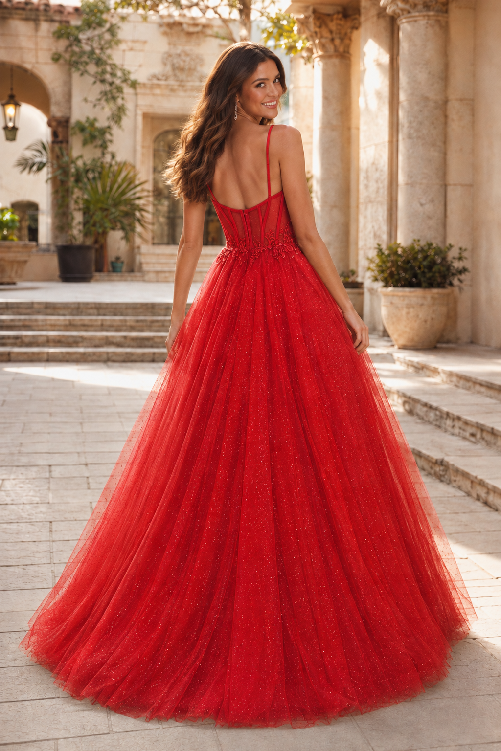 Jorrienne A Line Sweetheart Sleeveless Sweep Train Tulle Prom Dress
